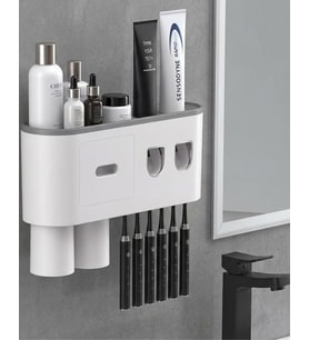 Çok Fonksiyonlu Diş Fırçası Tutucu Otomatik Dispenser Bardaklı Organizer