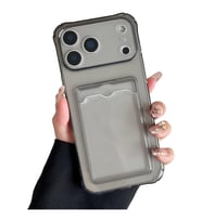 Teknomoda Apple iPhone 17 PRO MAX Kılıf Kartlıklı Anti Şok Korumalı Şeffaf Silikon Füme Koyu Şeffaf (Füme-Siyah)