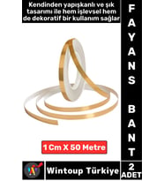 Uzun Ömürlü Kendinden Yapışkanlı Karo Zemin Fayans Derz 1 Cm X 50 Metre Gold Şerit Bant 2 Adet