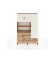 Arges Dolap 9 Raflı 6 Çekmeceli 3 Kapaklı 132x30x195 Çam-Aytaşı/Çam