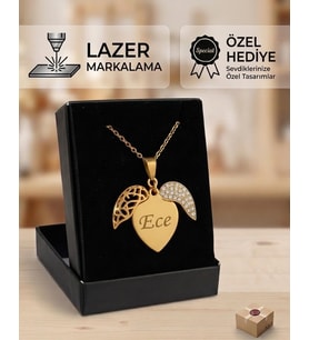316L Çelik İsim Yazılır Kalp Kolye (Kişiselleştirilebilir)