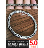 925 Ayar Gümüş Erkek Yuvarlak Kral Zincir Bileklik Künye Erkeğe Hediye msb14 (Mavi)