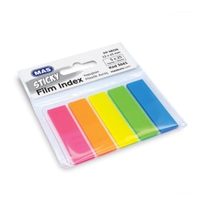 Mas Film Index 12mm X 45 Mm 5 X 25 Cm Sayfa Pp 5 Renk Yapışkanlı Plastik Ayraç