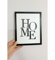Ahşap Çerçeveli 2 Katmanlı Home Yazılı MDF Duvar Tablosu Siyah  25x20 cm