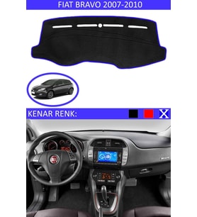 Fiat Bravo 2007-2010 Modelleri Için Uygun Torpido Koruma Halısı Siyah Kenar Renk Mavi