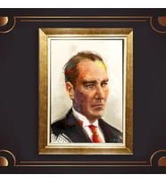 Altın Varaklı Çerçeveli Paspartulu Atatürk Tablo DC0631 (Gold)