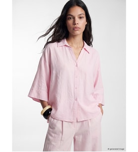 LCW Vision Pembe Oversize Armürlü Kadın Gömlek