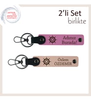 Yakın Dostla Paylaşılacak Kişisel Gemi Dümeni Anahtarlık Takımı, Pembe-Yavru Ağzı