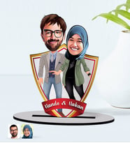 BK Gift Kişiye Özel İsimli Sevgililer Karikatürlü Ahşap Biblo Model-60