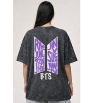 BTS Müzik Grubu Baskılı Unisex Oversize Eskitme Yıkamalı Tişört