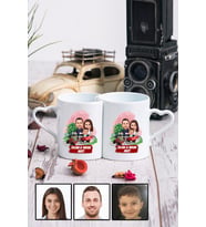 Üç Kişilik Aileye Özel Karikatürlü Sevgili Kupası