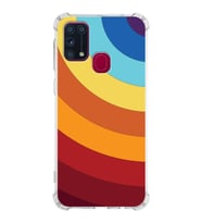 Samsung Galaxy M31  Köşe Korumalı Antişok Kapak Renk Cümbüşü Tasarımlı  Silikon Kılıf (Şeffaf)