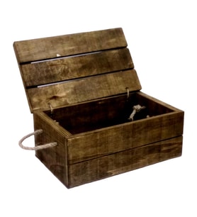 Ahşap Kasa Banyo Mutfak Organizer Dekoratif Doğal Ahşap Kasa 30cm x 16cm, Yük. 10cm (Koyu Kahverengi)