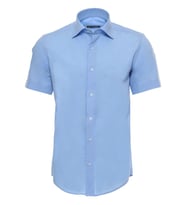 Slim Fit Kısa Kollu Terikoton Mavi Erkek Gömlek - Wessi
