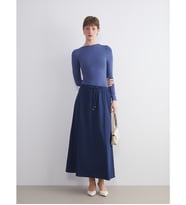 LCWAIKIKI Classic Lacivert Beli Lastikli Poplin A Kesim Etek