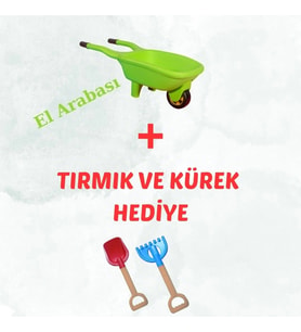 El Arabası Yeşil + Tırmık ve Kürek Hediye Set
