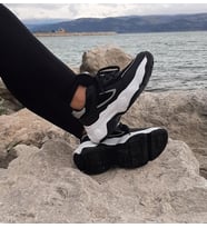 Dunlop 2323 Siyah-Beyaz Renk Fuspetli Kalın Taban Spor Ayakkabı (Siyah - Beyaz)
