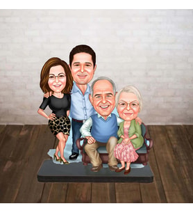 KİŞİYE ÖZEL KARİKATÜR BİBLO oturan aile 3