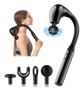 4 Başlıklı Uzun Saplı Ergonomik Profesyonel Sporcu Masaj Tabancası