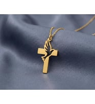 Kişiye Özel Tasarım Haç Kuş Model Kolye 925K Gümüş (Gold)