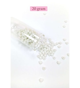 Dökme Cam Kum Boncuk Büyük Boy (6/0) 4 mm - 20 Gram - Beyaz - BNC075