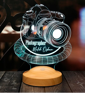 Fotoğrafçıya Hediye DSLR Fotoğraf Makinesi Kişiye Özel 3D Halkalı Led Gece Lambası