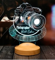 Fotoğrafçıya Hediye DSLR Fotoğraf Makinesi Kişiye Özel 3D Halkalı Led Gece Lambası