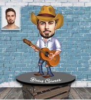 Kişiye Özel Gitarist Karikatürlü Ahşap Biblo Bay-1-Eco