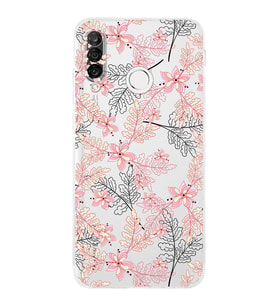 Huawei P30 Lite Kamera korumalı Kapak Floral Kırmızı Tasarımlı  Şeffaf Kılıf