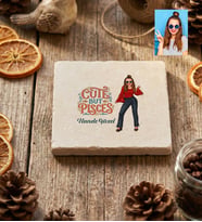 Kişiye Özel Karikatürlü Cute But Pisces Balık Burcu Bardak Altlığı Doğum Günü Hediyesi