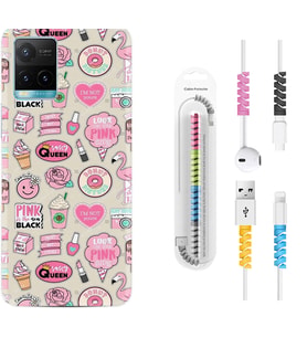 Vivo Y11S Y21S Y20 Y20S Y70 Kılıf Kablo Koruma Spiral Silikon Donut Flamingo 1415