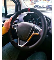 Opel Astra H Kasa Uyumlu Kırmızı Yüzüklü Noktalı-Alkantara Deri Dikmeli Direksiyon Kılıfı