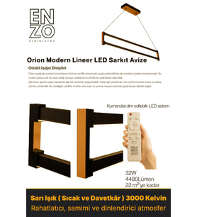 Orion Bronz Lineer LED Sarkıt Avize – Kumandalı Dim Edilebilir – Aşağı Işık