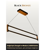 Orion Bronz Lineer LED Sarkıt Avize – Kumandalı Dim Edilebilir – Aşağı Işık