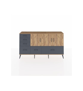 Arges Konsol 4 Raflı 6 Çekmeceli 3 Kapaklı 176x30x99 Çam-Çam/Antrasit