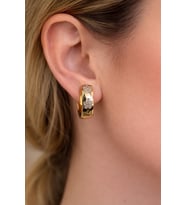 Xuping Rose Gold Yaprak Desenli Çivi Model Zirkon Taşlı Çelik Kadın Küpe (Mürdüm)