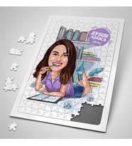 Kişiye Özel Hediye 240 Parça Ders Çalışan Kız Karikatürlü Puzzle