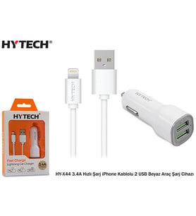Hytech HY-X44 3.4A Hızlı Şarj iPhone Lightning Kablolu Araç Şarj Seti