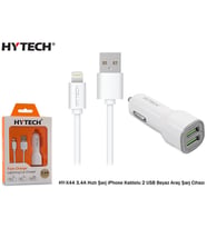 Hytech HY-X44 3.4A Hızlı Şarj iPhone Lightning Kablolu Araç Şarj Seti