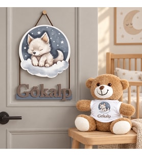 Kişiye Özel Bebek Kapı Süsü (Peluş Ayıcık Hediyeli) – Baby Shower / Hastane Odası