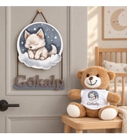Kişiye Özel Bebek Kapı Süsü (Peluş Ayıcık Hediyeli) – Baby Shower / Hastane Odası