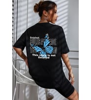 Unisex Kelebek Baskılı Tshirt (Siyah)