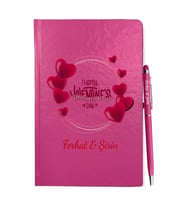 Sevgililer Gününe Özel Pembe Defter Kalem & Hediye Seti 21