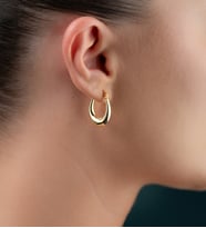 925 Ayar Gümüş Gold Rengi 15 mm Halka Şarnel Küpe (Altın)