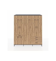Kronos Dolap 11 Raflı 4 Çekmeceli 2 Askılı 220x59x243 Antrasit-Çam/Çam