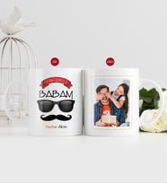 BK Gift Kişiye Özel Babalar Günü Hediyesi Fotoğraflı Kupa Bardak-86 (Beyaz)
