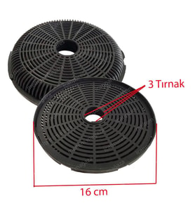 Kumtel Uyumlu Aspiratör Karbon Filtresi 16cm / 160mm -3 Tırnaklı