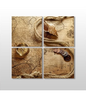 Papirüs Harita Kanvas Tablo 200x200cm (Karışık)