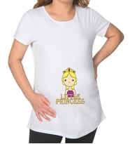 BK Gift Little Princess Tasarımlı Beyaz Hamile Tişört-1, Hamile Giyim, Eşe Hediye