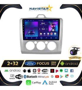 Ford Focus 2 Manuel Klima 2+64GB Kablosuz Carplay Android 13 Navigasyon Multimedya Sistemi